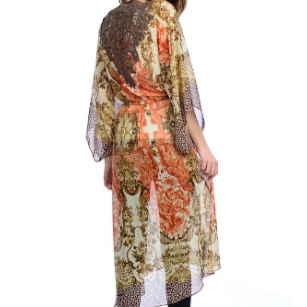 CARAPACE LONG GOLD AND RUST CARDIGAN - Picture 3 of 3